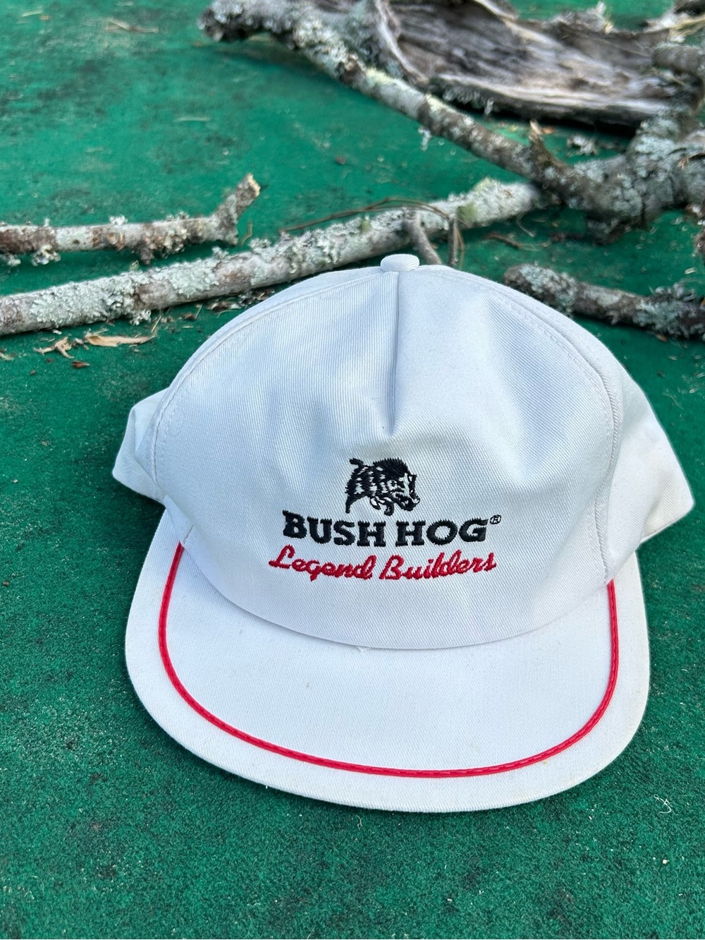 Vintage Bush Hog Legend Builders Hat K Products SnapBack Cap USA Made Distressed